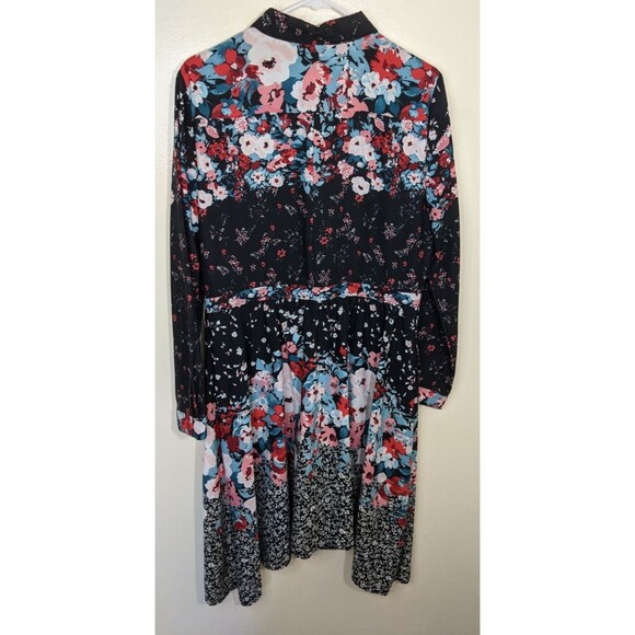 Julia Jordan Shirt Dress Long Sleeve Collared Shark Bite Button Front Floral 14 - Picture 3 of 11